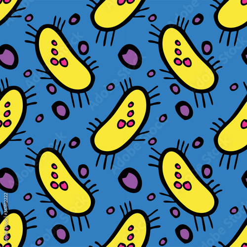 Seamless vector illustration of abstract micro organism shape on clear navy blue background, pattern for making printing paper work or textile artwork, for summer and sea or ocean related artwork