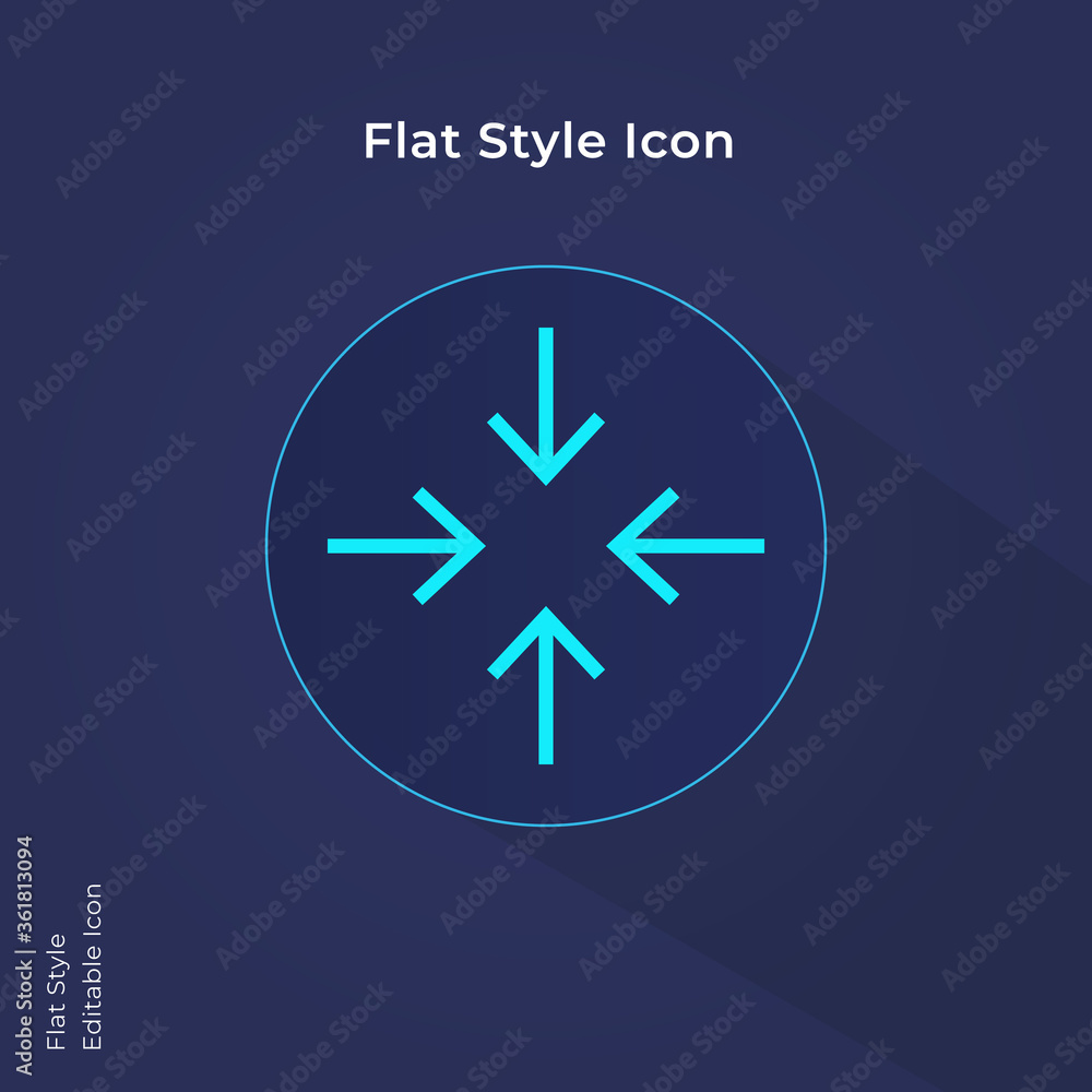 Four arrows pointing to middle outline icon. Four arrows pointing to middle outline icon.