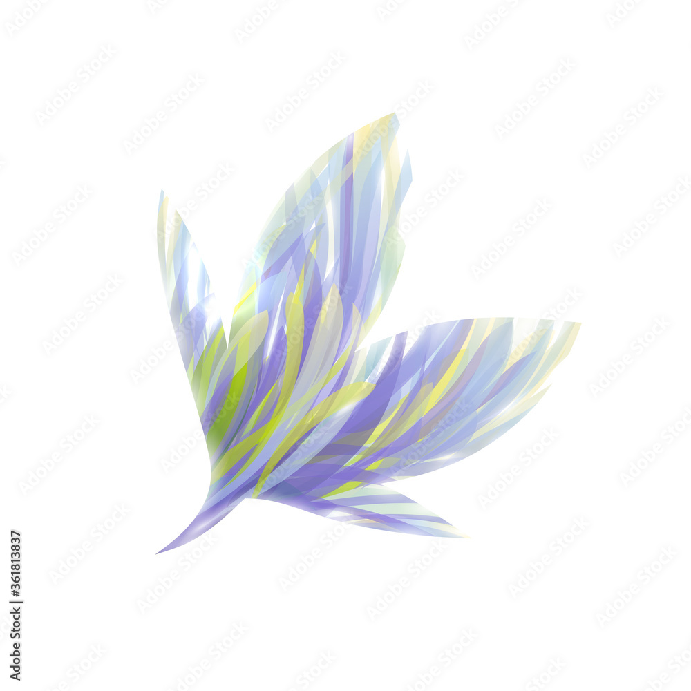 Blue striped shiny flower. Vector design for greeting card or wall art