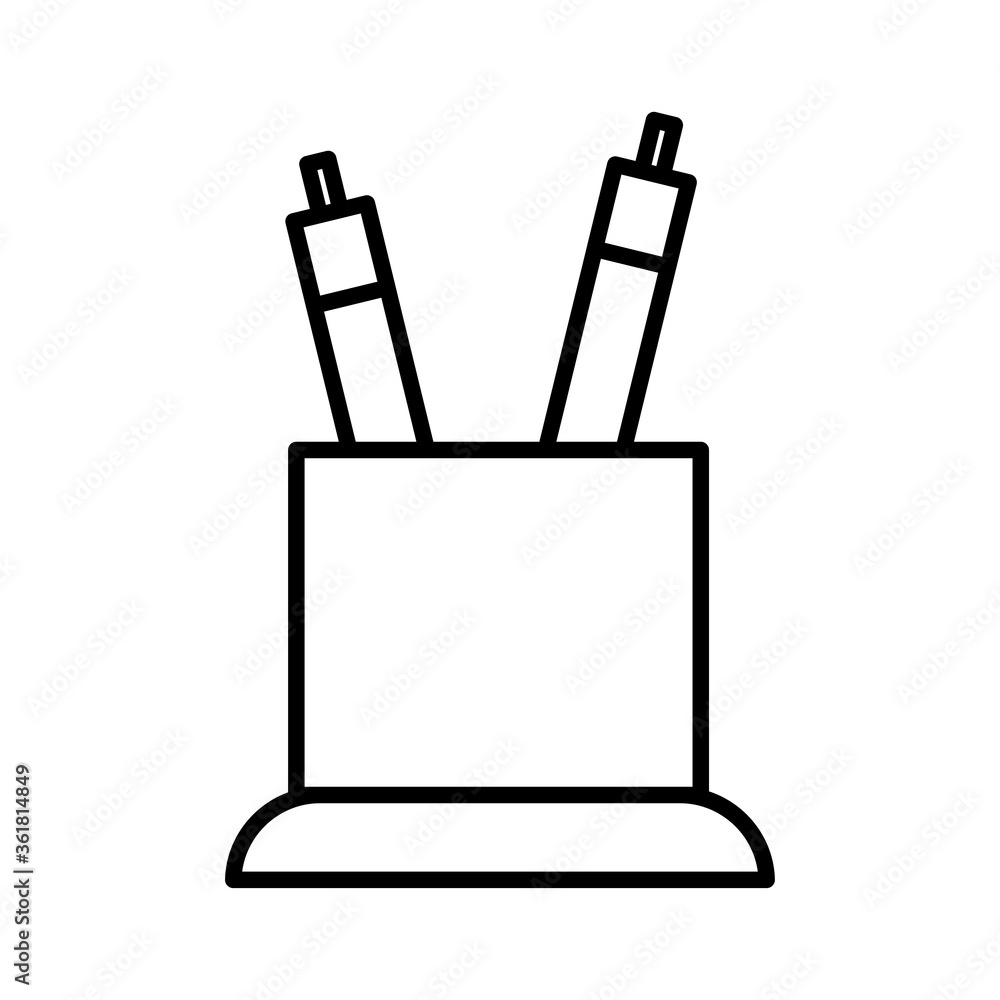 Pens inside mug line style icon design, Tool write office object instrument equipment draw art and learn theme Vector illustration Pens inside mug line style icon design, Tool write office object instrument equipment draw art and learn theme Vector illustration