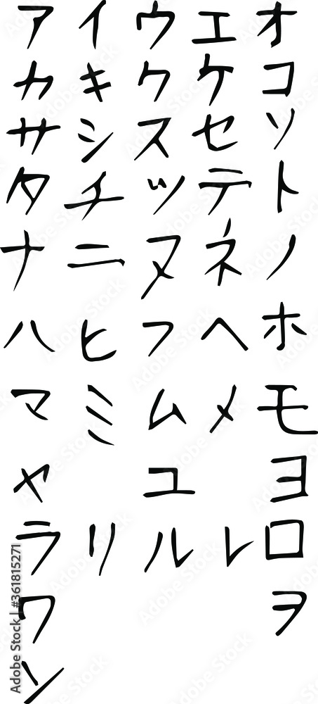katakana hand written vector symbols set japanese language katakana hand written vector symbols set japanese language