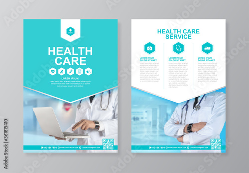Corporate healthcare and medical cover and back page a4 flyer design template for print