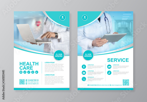 Corporate healthcare and medical cover and back page a4 flyer design template for print