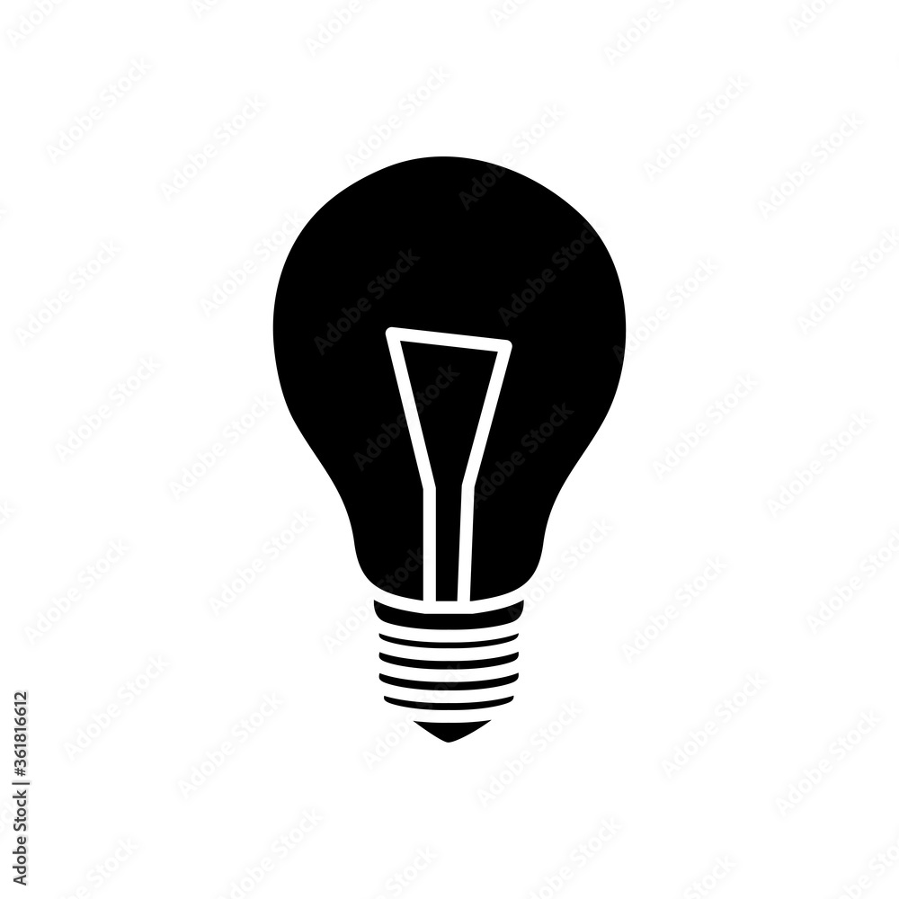 bulb light icon, silhouette style bulb light icon, silhouette style