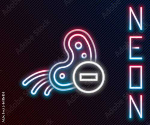 Glowing neon line Negative virus icon isolated on black background. Corona virus 2019-nCoV. Bacteria and germs, cell cancer, microbe, fungi. Colorful outline concept. Vector Illustration.