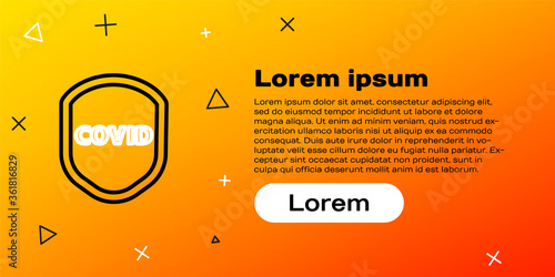 Line Shield protecting from virus, germs and bacteria icon isolated on yellow background. Immune system concept. Corona virus covid-19. Colorful outline concept. Vector Illustration.