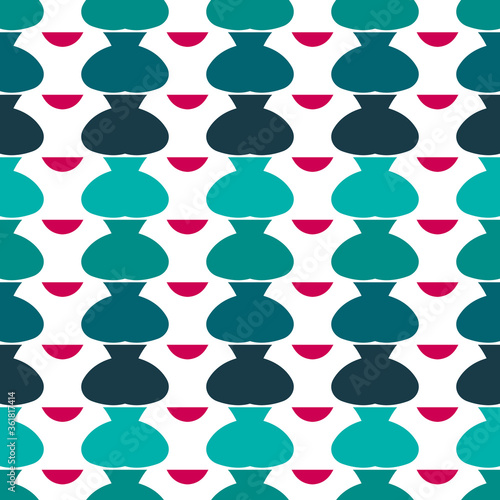 Seamless pattern with colorful elements on a white background.