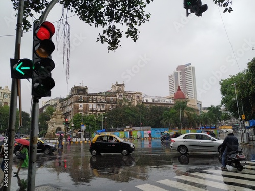 Mumbai, Maharashtra/India- June 30 2020: Red and green color on the traffic signal.