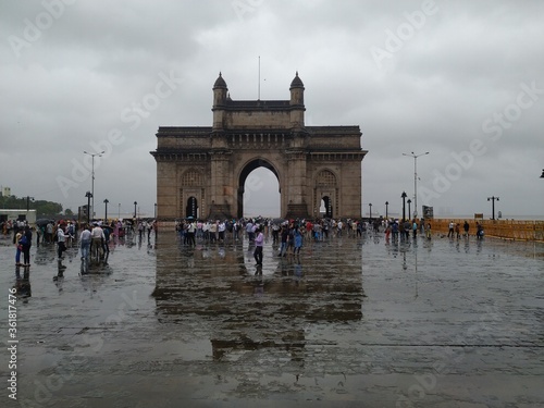 Mumbai, Maharashtra/India- June 30 2020: Gateway of India located in Western India. Popular tourist attraction during monsoon.