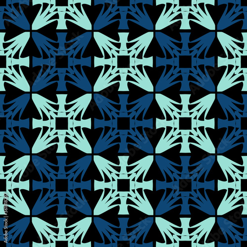 Seamless pattern in monochrome color with geometric elements.