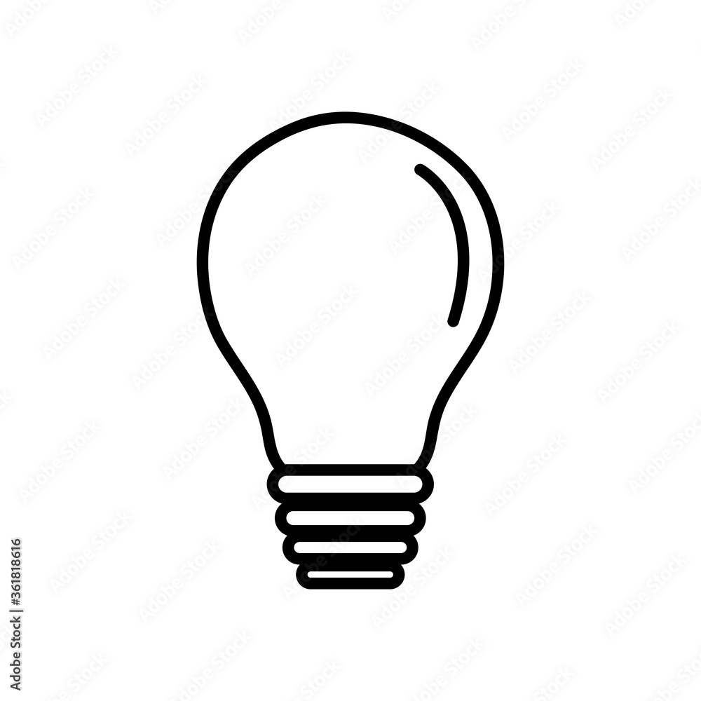 classic shape of light bulb icon, line style classic shape of light bulb icon, line style