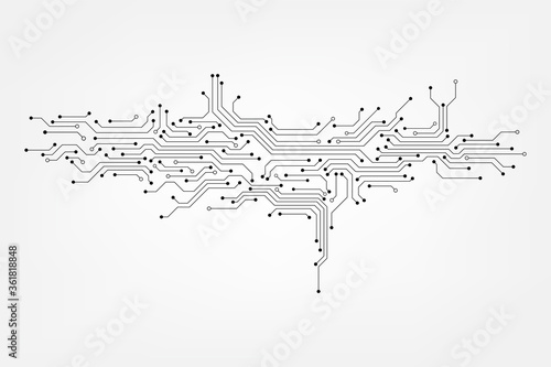 Vector circuit board on white white screen for communication technology background concept 