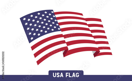 USA flag, national emblem of the United States of America. Vector design. Independence day patriotic symbol.