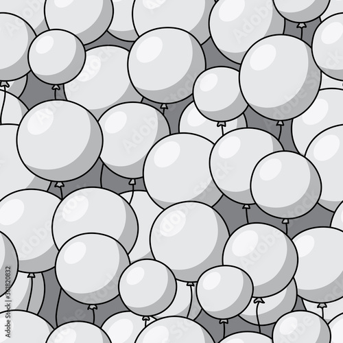 Grayscale seamless pattern from many balloons of different sizes