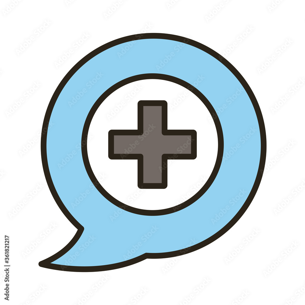 medical cross symbol in speech bubble line and fill style medical cross symbol in speech bubble line and fill style