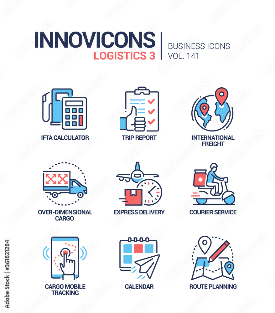 Fototapeta premium Logistics - colorful line design style icons set