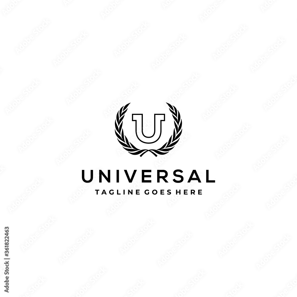 Creative Illustration modern U sign geometric logo design template