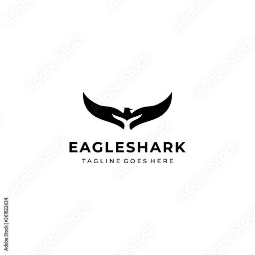 Creative luxury Modern Eagle with shark negative space Logo Vector icon template