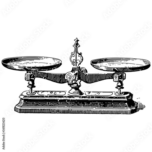 Vintage engraving of a mechanical weighing scale