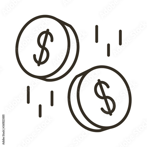 coins money dollars line style icon