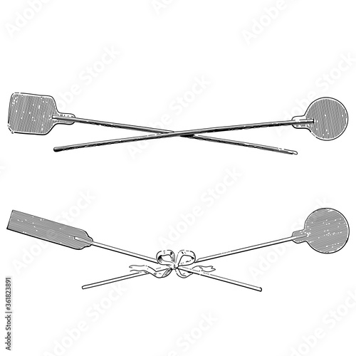 Vintage engraving set of bakery peels