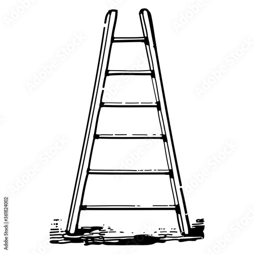 Vintage engraving set of a ladder
