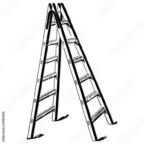 Vintage engraving set of a ladder