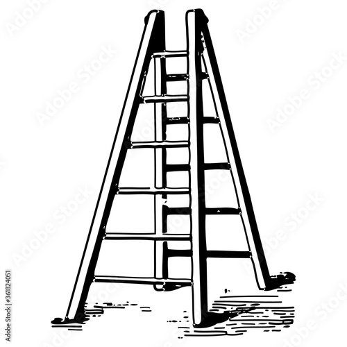 Vintage engraving set of a ladder