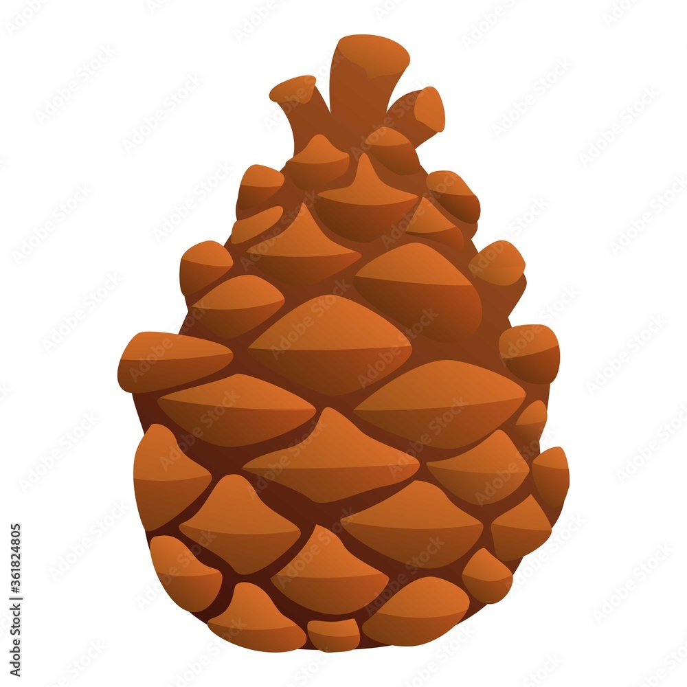 Branch pine cone icon. Cartoon of branch pine cone vector icon for web design isolated on white background Branch pine cone icon. Cartoon of branch pine cone vector icon for web design isolated on white background