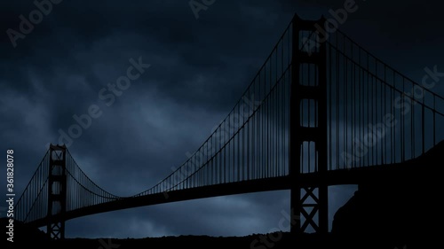 San Francisco: Lightning and Thunderstorm Flash Over the Iconic Golden Gate Bridge, California, USA