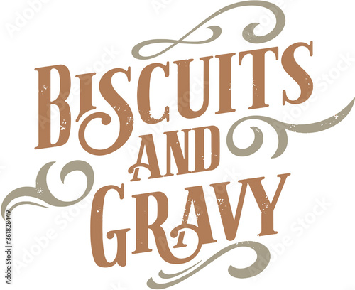 Fotografia Vintage Biscuits and Gravy Breakfast Text Banner