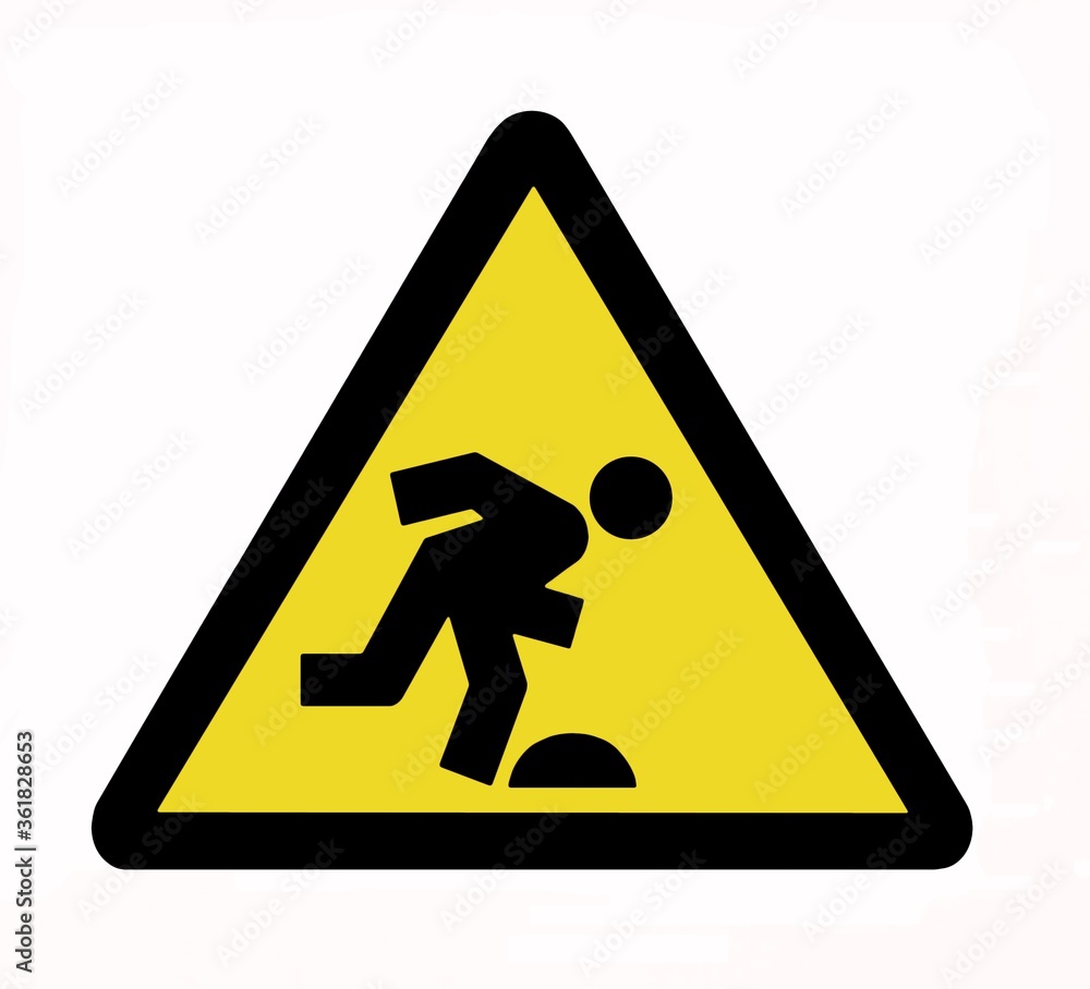 Caution, tripping hazard sign. Watch your steps Caution, tripping hazard sign. Watch your steps