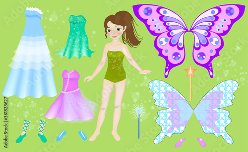 Paper doll of beautiful fairy. Body templates.