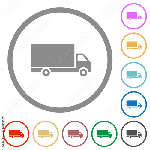 Freight car flat icons with outlines
