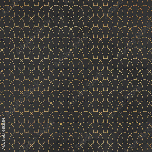 Seamless Gold Pattern on Dark Gray Background photo