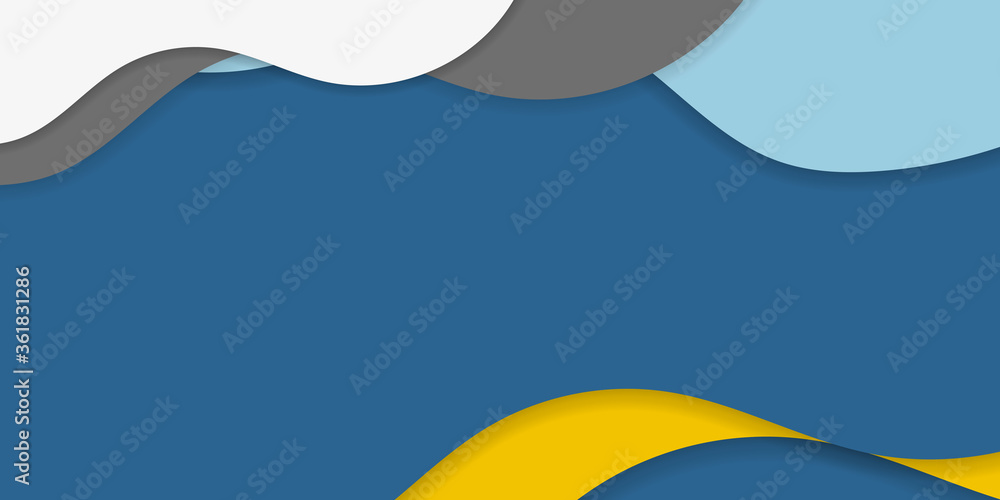 Blue white grey and yellow corporate wavy background