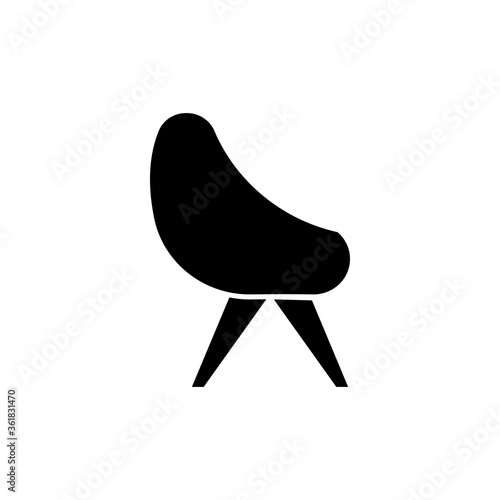 Chair black glyph icon. Armchair for home interior. Contemporary living room furniture. Apartment amenities, furnishing for home. Silhouette symbol on white space. Vector isolated illustration
