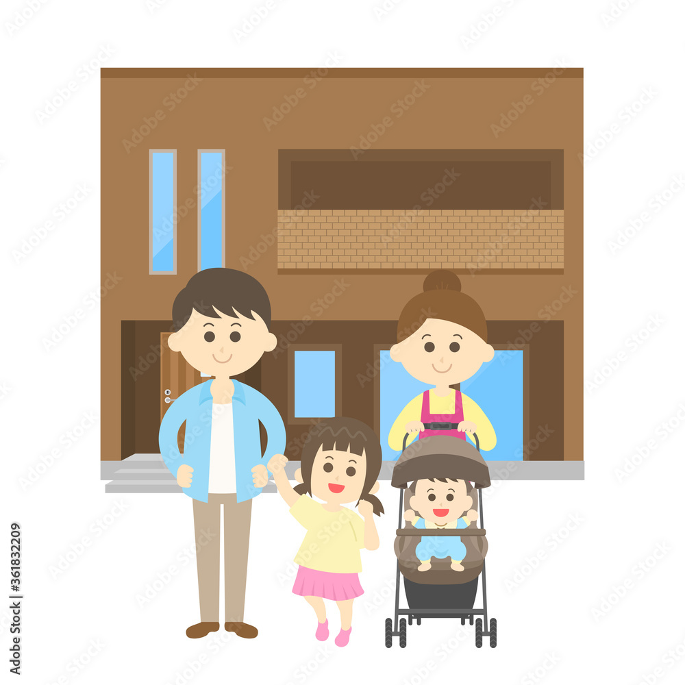 家族とマイホームのイラスト