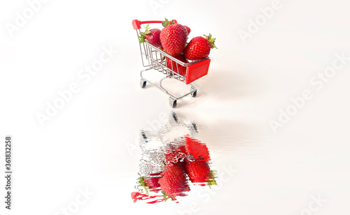 Shopping cart with strawber...