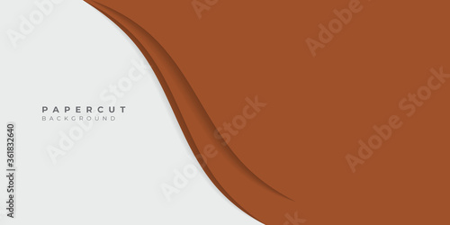 Brown white paper cut presentation background. Vector illustration design for presentation, banner, cover, web, flyer, card, poster, game, texture, slide, magazine, and powerpoint. 