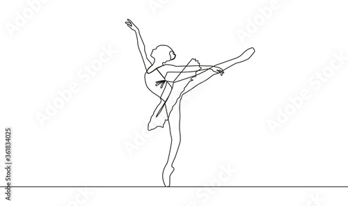 One continuous single drawing line art doodle dance, ballet, ballerina, dancer, beautiful.