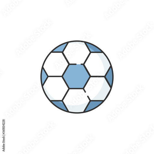 Soccer ball RGB color icon. Play football with team. Sport game gear. Kick to score goal. Equipment for championship. Classic leather checkered ball. Athletic activity. Isolated vector illustration