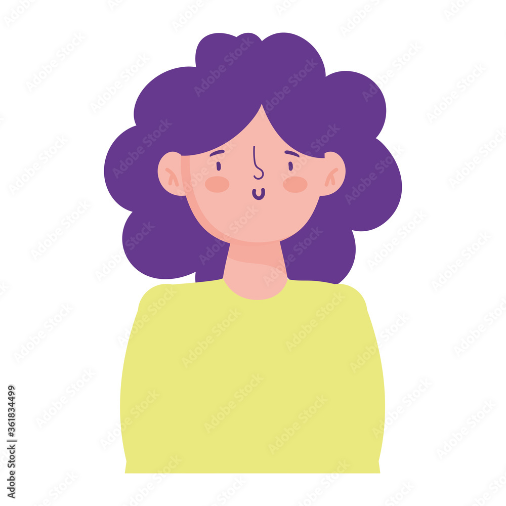 portrait young woman character isolated icon design white background portrait young woman character isolated icon design white background