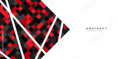 White red black square background with abstract wave spiral modern element for banner, presentation design and flyer