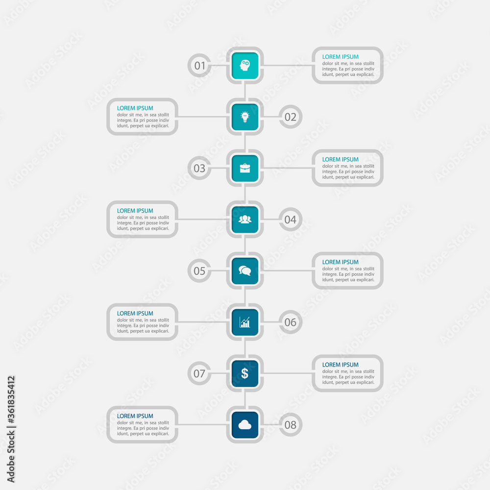 Vector infographic template with 8 steps or options. Data presentation, business concept design for web, brochure, diagram. Vector infographic template with 8 steps or options. Data presentation, business concept design for web, brochure, diagram.