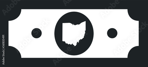 United States Federal Map of Ohio within Black and White United States Dollar Bill