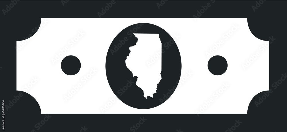 United States Federal Map of Illinois within Black and White United States Dollar Bill United States Federal Map of Illinois within Black and White United States Dollar Bill