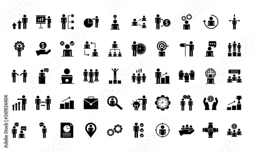bundle of business people avatars set icons