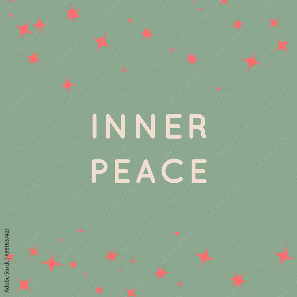 merry christmas greeting card, inner peace text written on abstract background with colorful stars pattern, graphic design illustration wallpaper