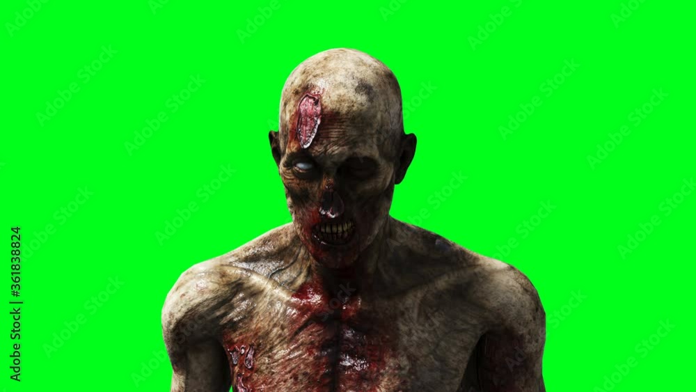 Zombie animation. Phisical motion blur. Realistic green screen 4k animation. Green screen Zombie animation. Phisical motion blur. Realistic green screen 4k animation. Green screen